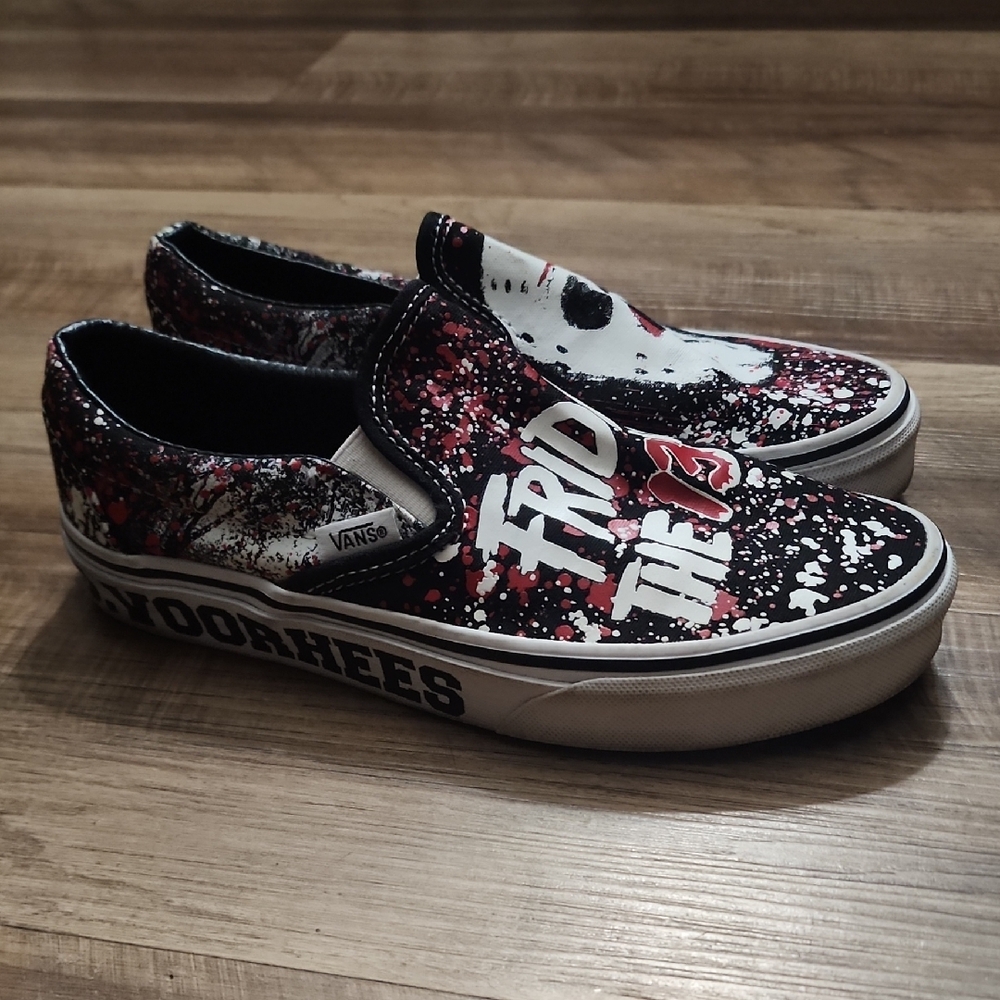 Vans Friday the 13th Jason Voorhees Horror Slip-On Sneakers Size 5.5 - Picture 2 of 11